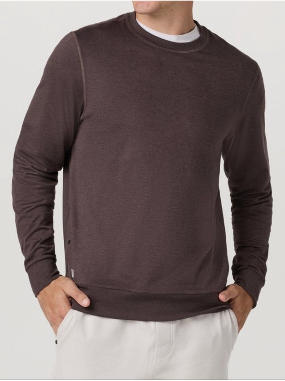 VUORI men’s PRONTO PERFORMANCE CREW IN HEATHERED BROWN
